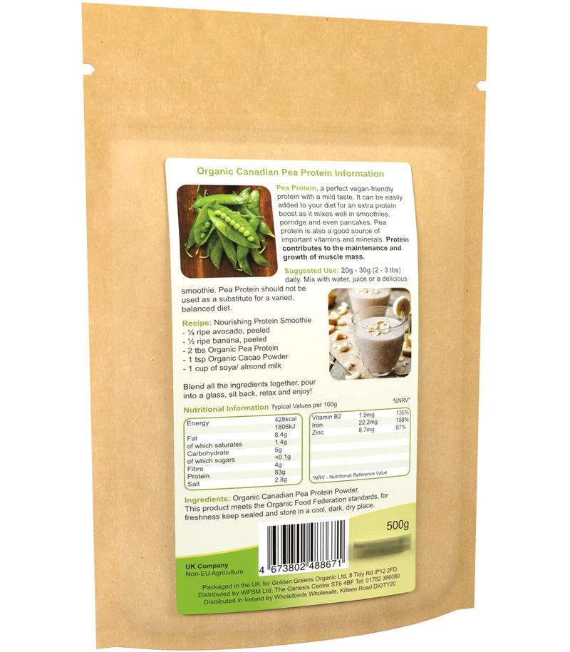 Golden Greens Organic Canadian Pea Protein Powder 500g