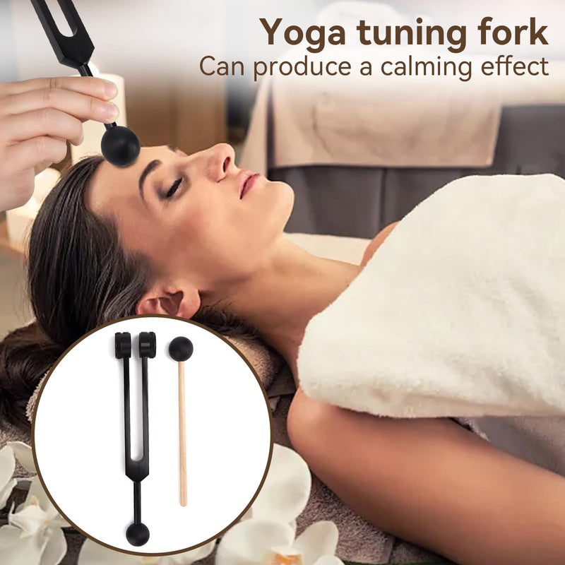 [Australia] - Om 136.1Hz Tuning Fork Set, Black Aluminum Alloy Heart Chakra Tuning Fork with Silicone Hammer and Storage Bag for Sound Healing, Meditation, Emotional and Spiritual Health 
