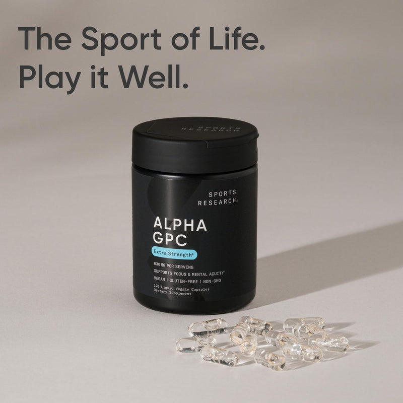 [Australia] - Sports Research¬Æ Alpha GPC 630mg (Extra Strength) - Bioavailable Source of Choline - Focus & Cognitive Support for Women & Men - Vegan Certified ¬∑ Non-GMO ¬∑ Gluten Free - 120 Liquid Capsules 120 Count (Pack of 1) 