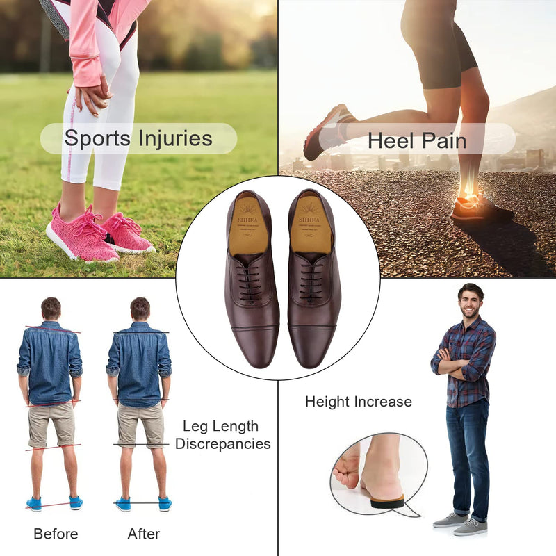 [Australia] - Adjustable Heel Lifts for Shoes, 1/4'' Height Increase Insoles for Achilles Tendonitis, Heel Pain, Leg Length Discrepancy, Plantar Fasciitis, Shoe Lifts (Medium (Pack of 2), Brown) Medium (Pack of 2) 