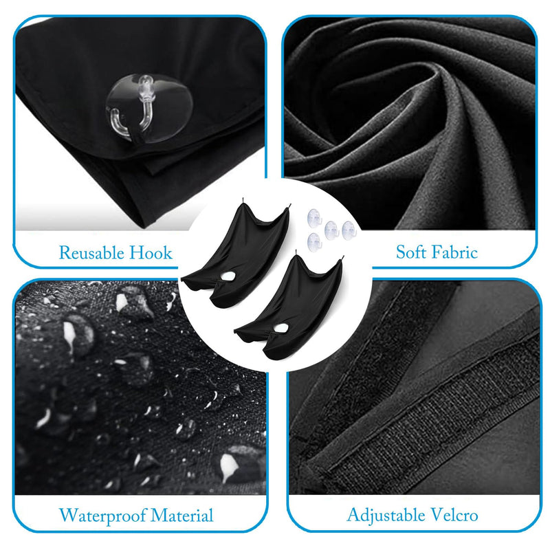[Australia] - Pack of 2 Beard Bibs with 4 Suction Cups Non-Stick Hair Catcher Grooming Cloth Waterproof Beard Trimming Catcher Cape Gifts for Men (Black) 