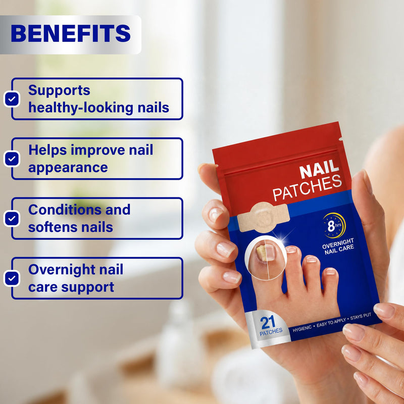 Nail Patches – Overnight Nail Care Support, Thin & Breathable Nail Stickers for Toenails & Fingernails, 4 Pack (84 Patches)