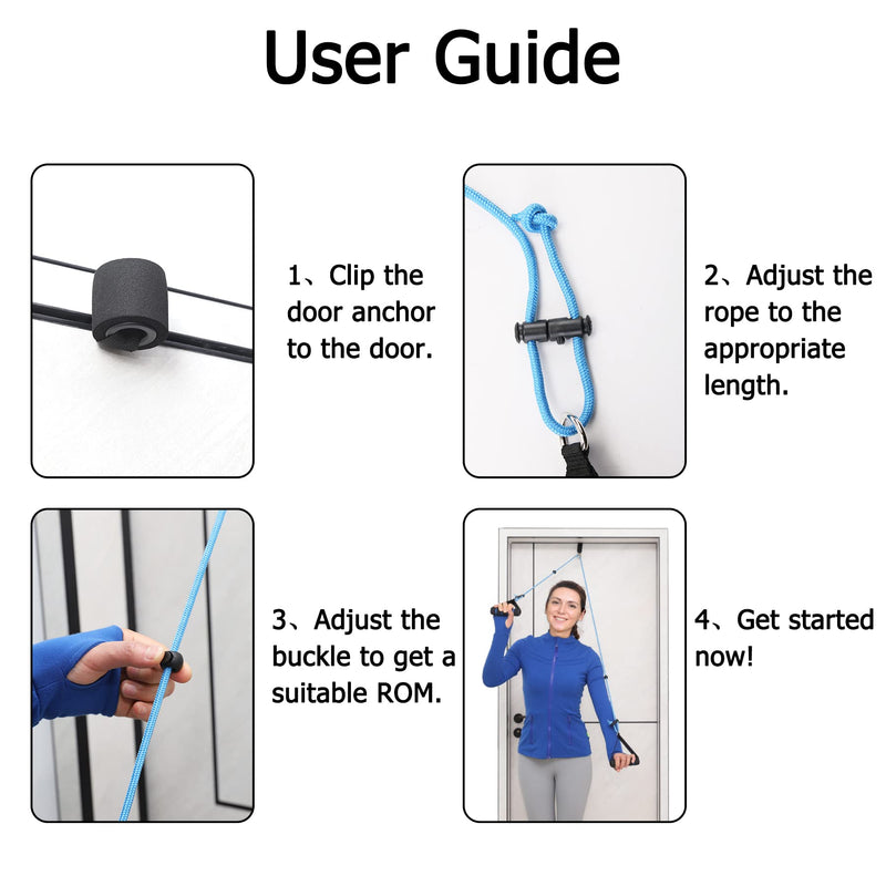 Shoulder Pulley Over The Door Physical Therapy System, Exercise Pulley for Physical Therapy, Alleviate Shoulder Pain and Facilitate Recovery from Surgery（Iron Pulley, Big Door Anchor） Blue