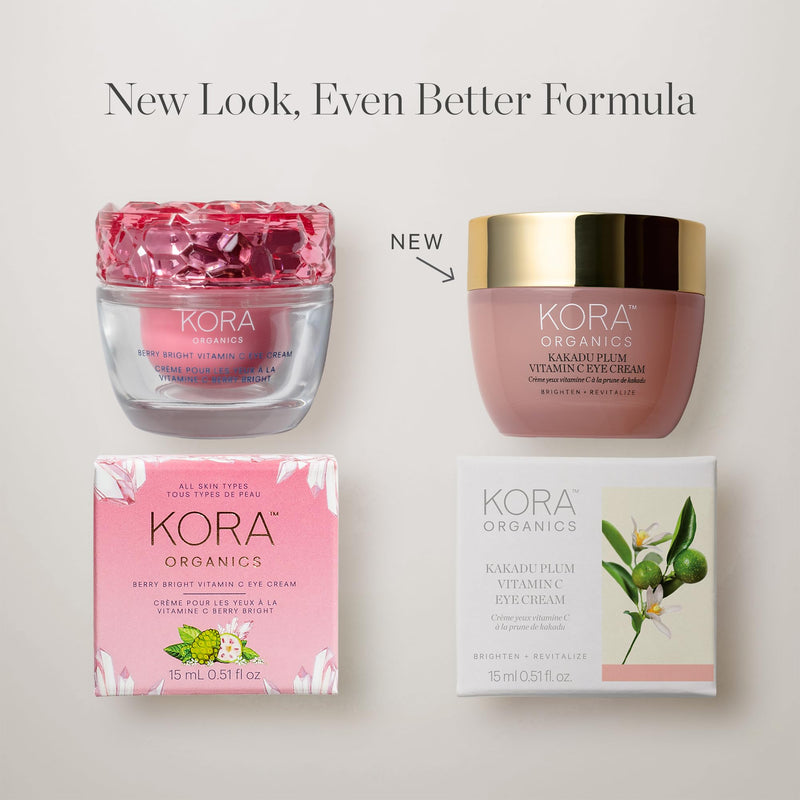 KORA Organics Kakadu Plum Vitamin C Eye Cream, Hydrating & Revitalizing, Certified Organic, Cruelty Free, Refillable, 0.51 fl oz Regular