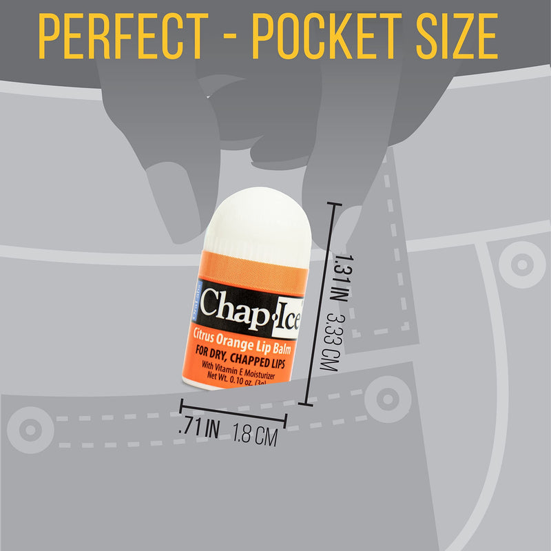 Chap-Ice 12-Count Mini Citrus Orange Lip Balms Fortified with Vitamin E for Dry, Cracked Lips | Made in USA