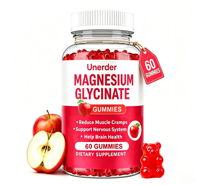 Magnesium Glycinate Gummies - 400mg High Absorption Formula for Sleep, Stress Relief & Muscle Health - Apple Flavor, 30 Days Supply for Adults,Non-GMO