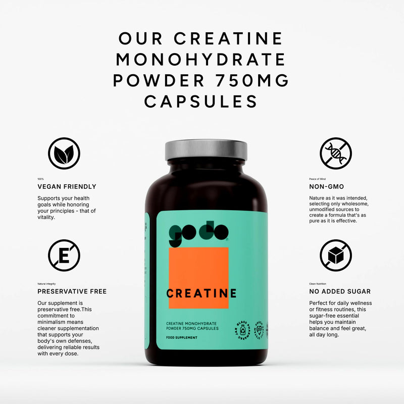 Godo Creatine Capsules for Women - Pure Creatine Monohydrate 3000mg Per Serving - Convenient Pills for Lean Muscle, Toning & Strength - 140 Vegan Capsules - 35 Day Supply - No Powder 140 count (Pack of 1)