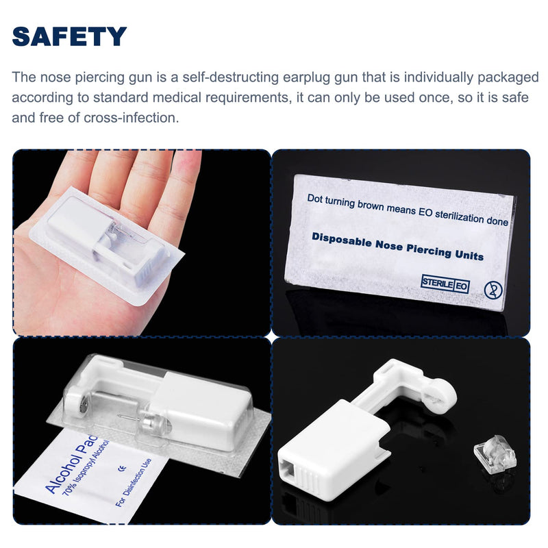 [Australia] - 4-Pack Disposable Self Piercing Kit with Built-in Nose Studs, Very Safe Piercing Gun, Simple and Convenient Operation, Ideal for Family Use (White + Pink) White+Pink 