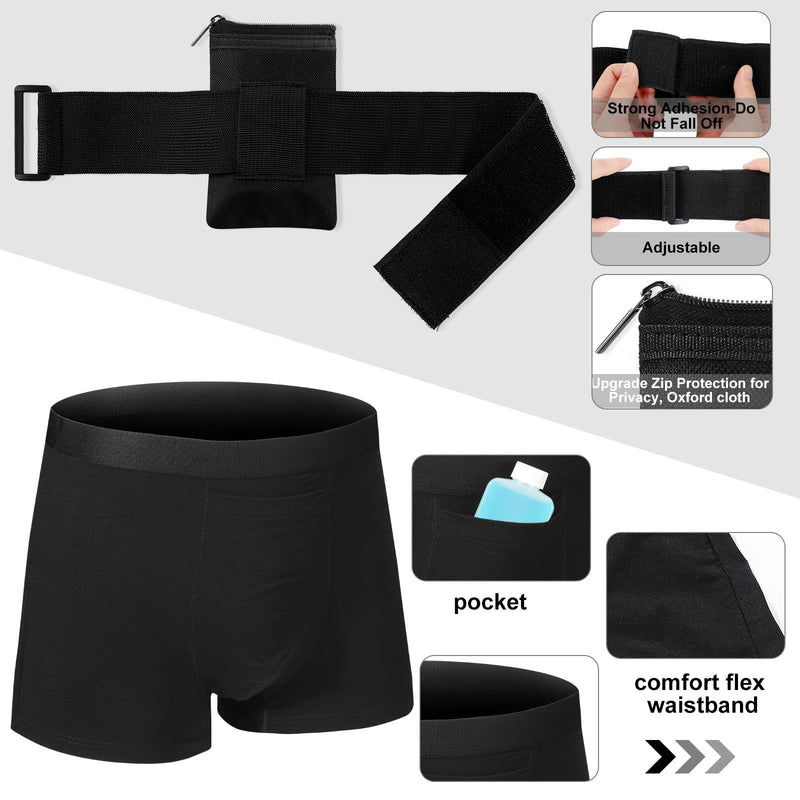 Cuffbow 19 Pcs Urine Test Complete Kit, Include 1 Urine Bottle 15 Temperature Test Strips 1 Storage Pouches 1 Hidden Leg Strap and 1 Lining Pocket Boxer Brief for Travel Lab Testing (Small) Small