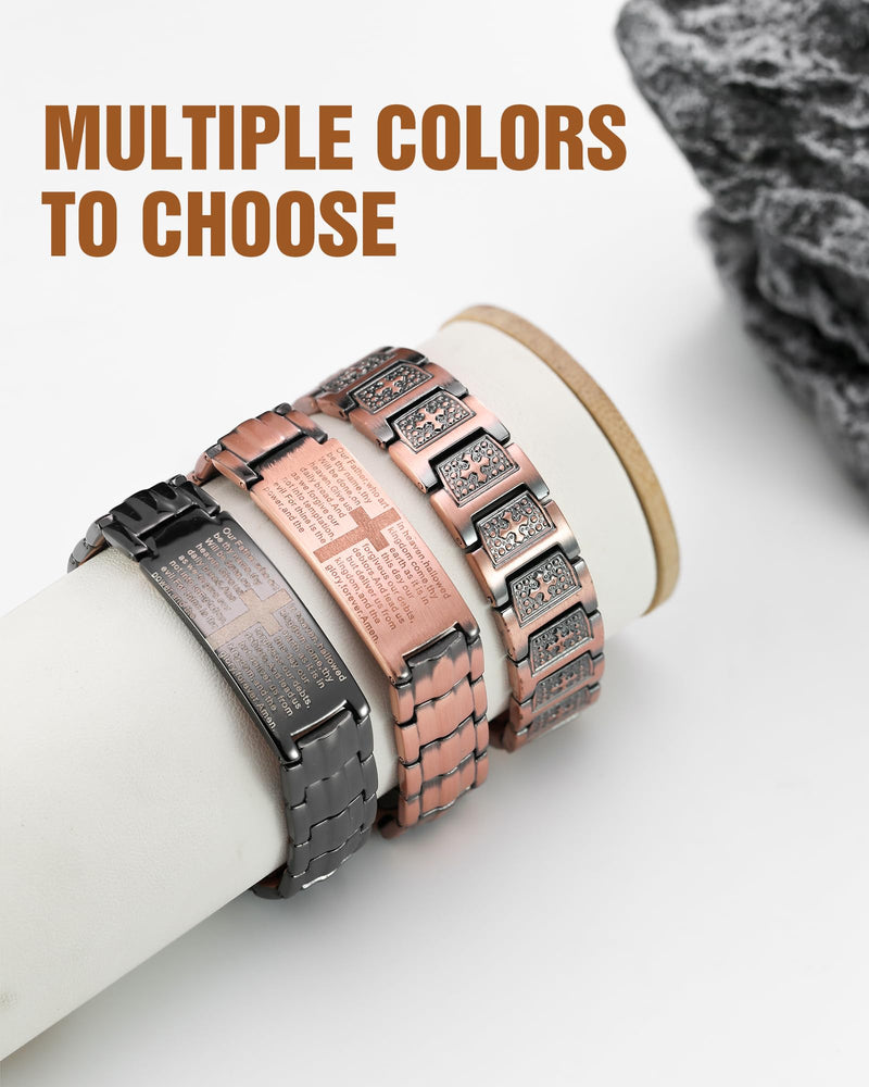[Australia] - Jecanori 2X Copper Magnetic Bracelet for Men,Ultra Strength Cross Bracelet With Ring Include Adjustable Link, Jewelry Gift 