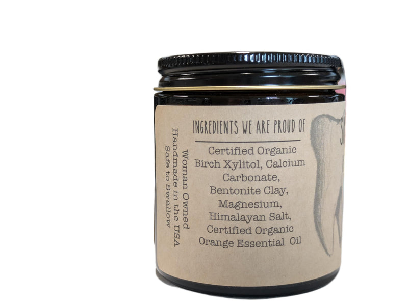 Simply Sooney Glass Jar Vegan Fluoride Free Remineralizing Tooth Powder Kid Safe Orange I Organic Ingredients