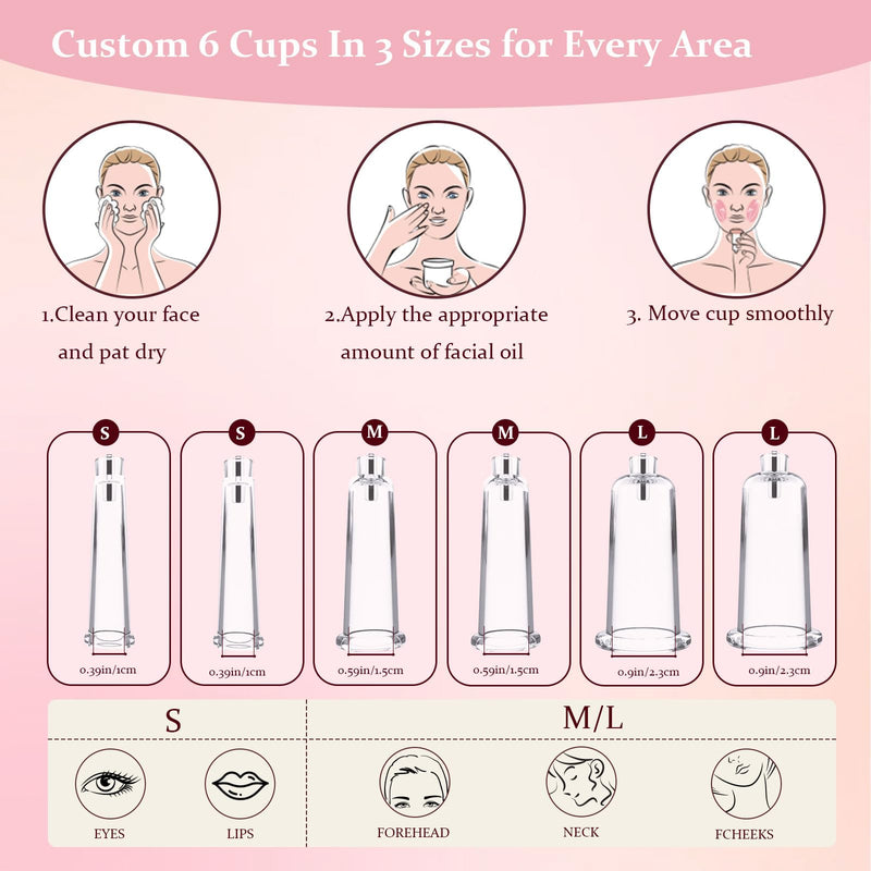 [Australia] - Electric Facial Cupping Therapy Set, 3-in-1 Cupping, Gua Sha & Massage Tool, 3 Cup Sizes for Face, Neck & Eyes, Anti-Wrinkle, Cellulite Reduction with 2 mode 9 Suction Levels 5 frequencies Facial Tool 