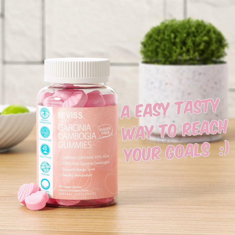 [Australia] - Sugar Free Garcinia Cambogia Gummies 1000mg 95% HCA with L-Carnitine, Raspberry Ketone, Chromium, Green Coffee Bean for Metabolism, Energy Boost, 100% Organic Extract, Vegan, Strawberry Flavor 120 Cts 30 Count (Pack of 2) 
