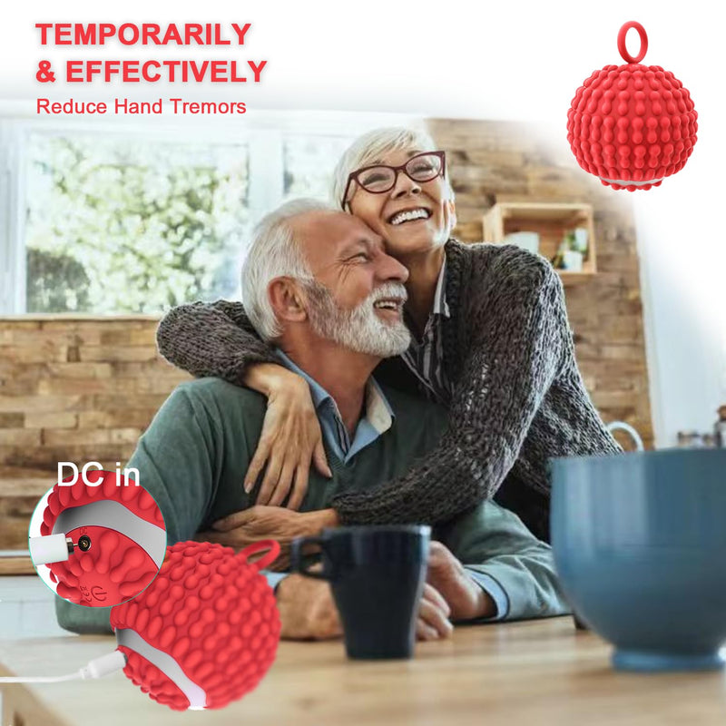 [Australia] - Physical Vibration Therapy Ball - Rechargeable Vibrating Massage Ball for Reduce Hand Tremors(Parkinson's), Stress Relief, Portable Tremor Reduction Device for Home/Travel, Elderly-Friendly Design Red 