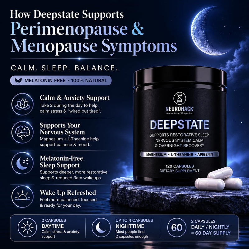 Deepstate Triple Magnesium Glycinate Complex 3-in-1, Bisglycinate, Malate, Taurate, 320mg Elemental, High Strength Sleep Supplement, 120 Capsules
