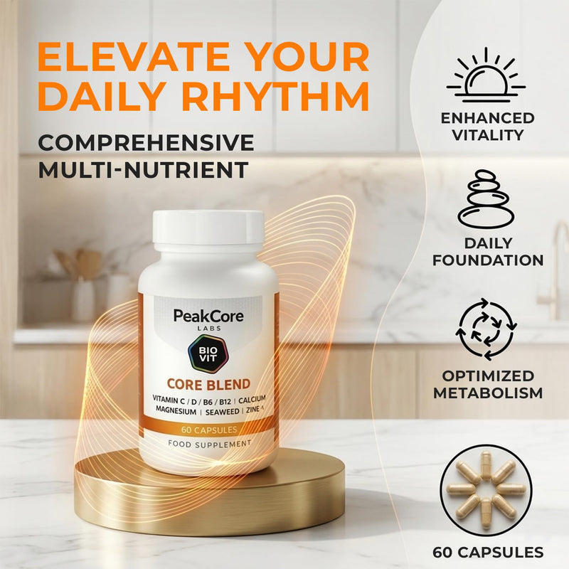 Daily Energy & Nutrient Support – Calcium, Magnesium, Zinc, Iodine & Vitamin D with Plant-Based Extracts – BioVit 100% Natural Source Blend – 60 Capsules