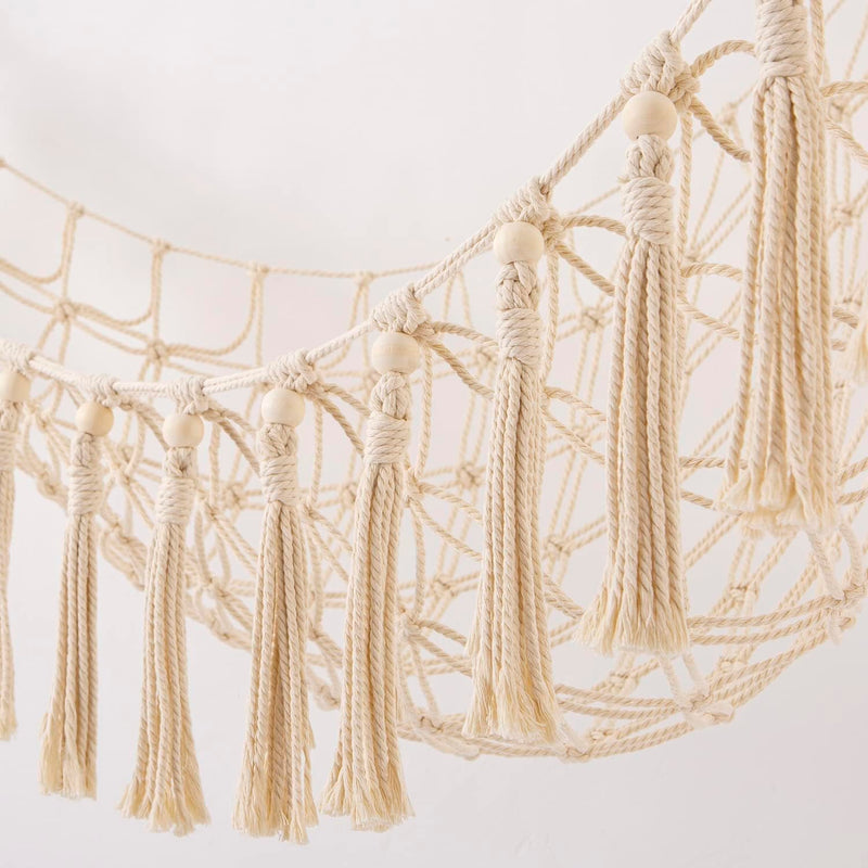 [Australia] - Stuffed Animals Hammock Corner Hanging Net with Wooden Beads Macrame Stuffed Animal Storage Ideas Plush Holder Toy Organizer for Boho Nursery Playroom Bedroom Kids Room Decor (cream, X-Large) cream 
