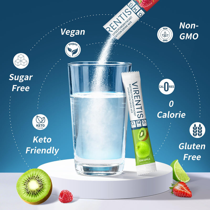 32 Sticks Electrolytes Powder Packets Sugar Free Hydration Packets, 8 Flavors Liquid Daily IV Electrolyte Drink Mix for Rehydration with 8 Electrolytes & 6 Vitamins, 0 Calorie, Low Sodium Variety Pack 4 Ounce (Pack of 1)
