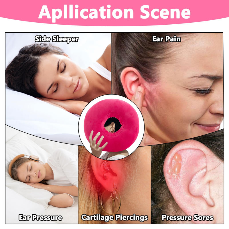 [Australia] - Piercing Pillow for Side Sleepers, Soft and Comfortable Donut Pillow, Ear Pillows with Holes for Ear Pain, Piercing, Pain Relief Sleeping, Pressure Sore, Ear Pressure Relief (Pink) Pink 