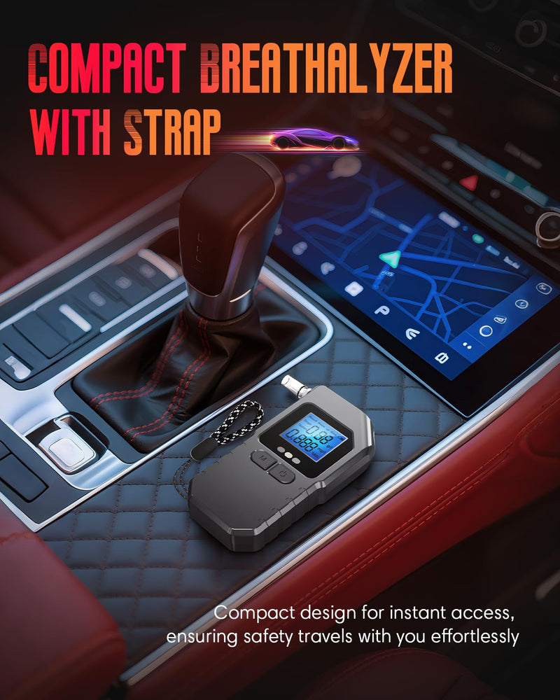 Breathalyzer, Professional-Grade Accuracy Portable Breath Alcohol Tester Breathalyzers for Alcohol with Voice Prompt & LCD Digital Display, for Home Party & Driver Use -10 Mouthpieces