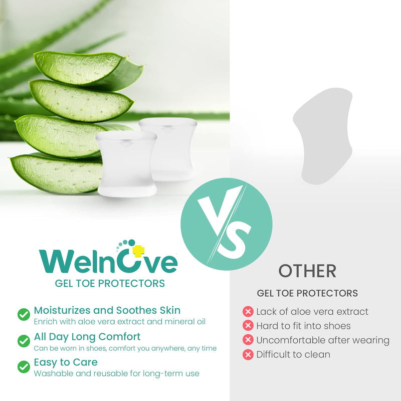 [Australia] - Welnove Aloe Vera Toe Separator, Pack of 12 Silicone Toe Separators, Bunion Pads for Straightening Protruding Toes, Bunions, Calluses - Bunion Aid for Men and Women Clear 