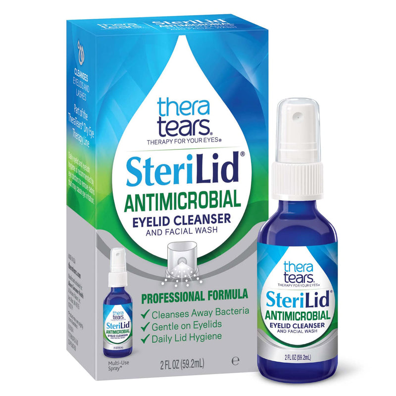 TheraTears 1200mg Omega 3 Supplement for Eye Nutrition, Organic Flaxseed Triglyceride Fish Oil and Vitamin E, 180 Count & SteriLid Eyelid Cleanser and Face Wash, for Irritated Eyes, 2 fl oz Spray