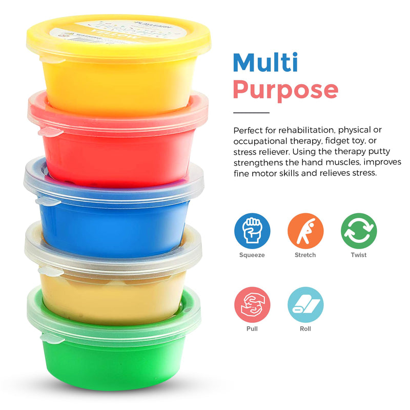 [Australia] - Playlearn Therapy Putty - 5 Strengths - Stress Putty for Kids and Adults - Extra Soft to Firm 