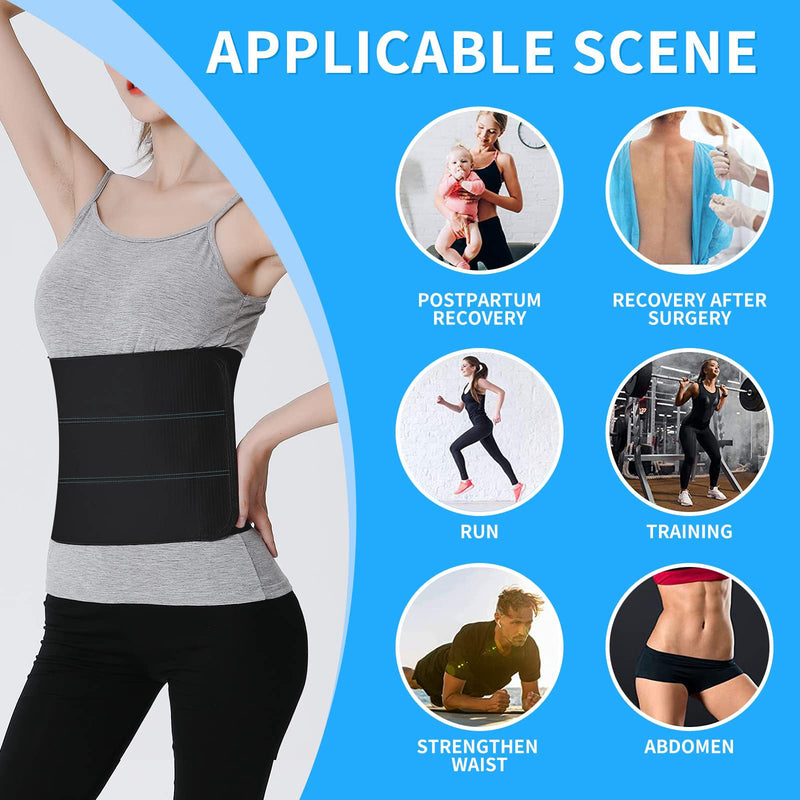 [Australia] - S Abdominal Binder Post Surgery - Elastic Waist Band for Stomach Support & Compression, Bariatric, Tummy Tuck | Latex-free, Breathable Belly Wrap Hernia Belt - (30" - 45") 3 PANEL - 9" High BLACK Black - 3 Panel 30"-45" (M) 