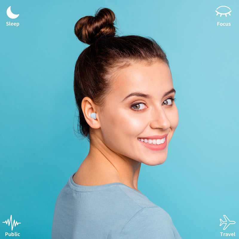 [Australia] - Jayine 2 Pairs of Earplugs for Sleeping, Soft Full Silicone Earplugs Noise Reducing 25dB, Reusable Hearing Protection Earplugs for Concert, Focus, Travel - 8 Ear Tips in S/M/L - Blue 