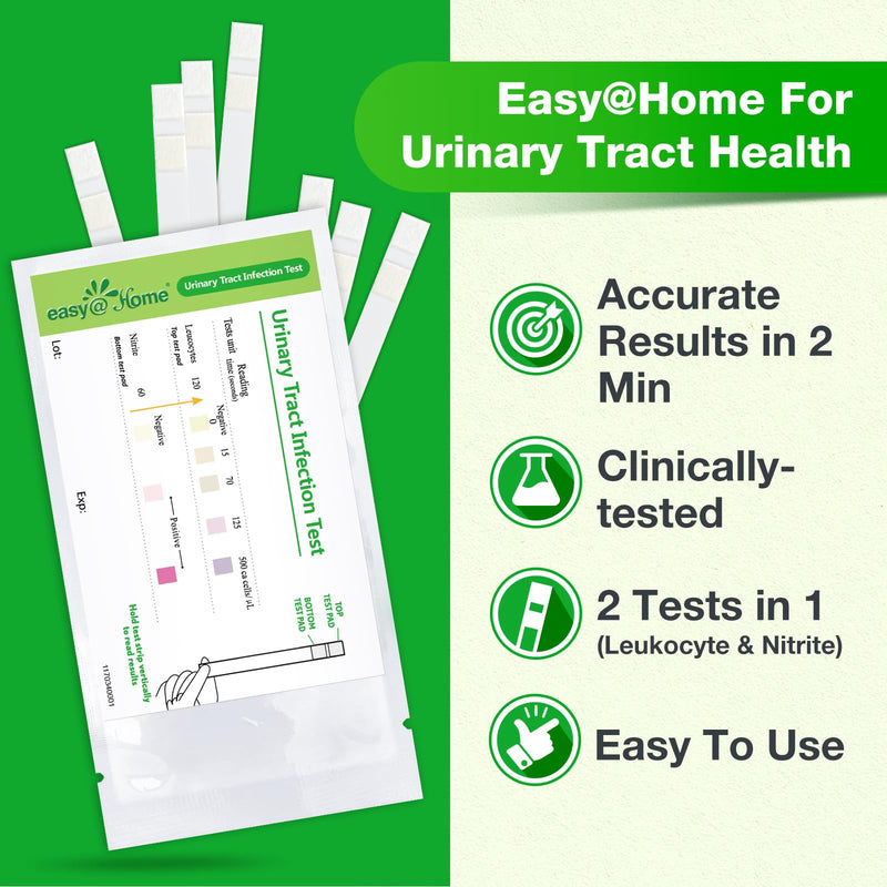 Easy@Home Urinary Tract Infection Test Strips 50 Individual Pack, Urine Test Strips for UTI Infections, Urinalysis Kit, Detect Leukocytes and Nitrites (UTIPOUCH-50P) | Individual Packing Urine Test Strips for UTI Infections, Urinalysis Kit, Detect Leuk...