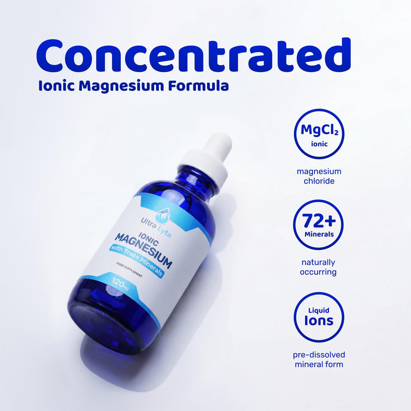 Ultra Lyte Ultra Mag Ionic Magnesium Supplement – 118ml Food Supplement – Concentrated 400mg Liquid Minerals – Reduce Tiredness & Fatigue – Supports Electrolyte Balance & Muscle Function