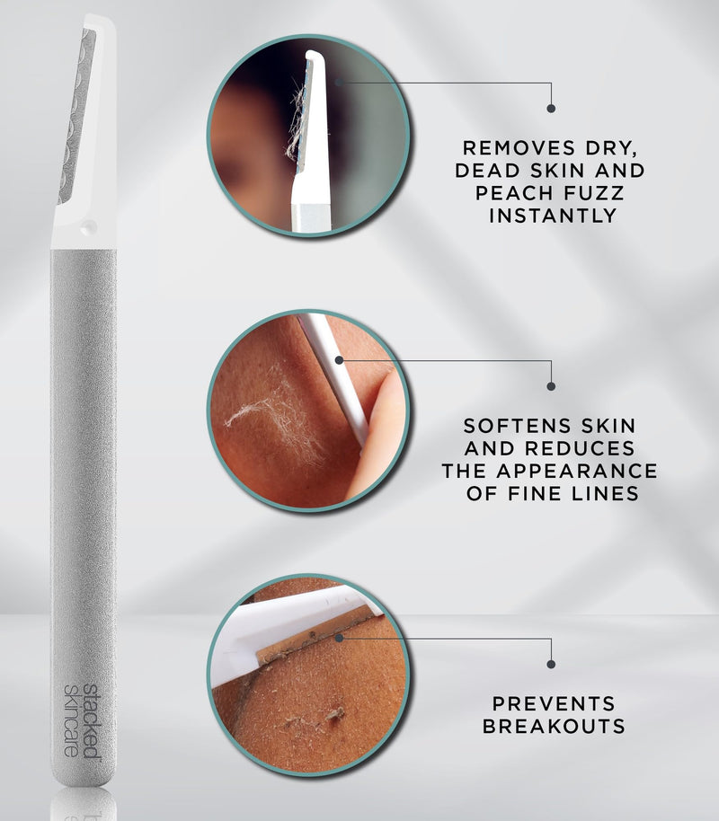 [Australia] - StackedSkincare Dermaplane Razor for Women Face - Professional Facial Razor, Non-electric Face Shaver for Women - Eyebrow Razor & Dermaplaning Tool for Face Exfoliation - Includes Handle & Blade Dermaplaning Exfoliation Tool 