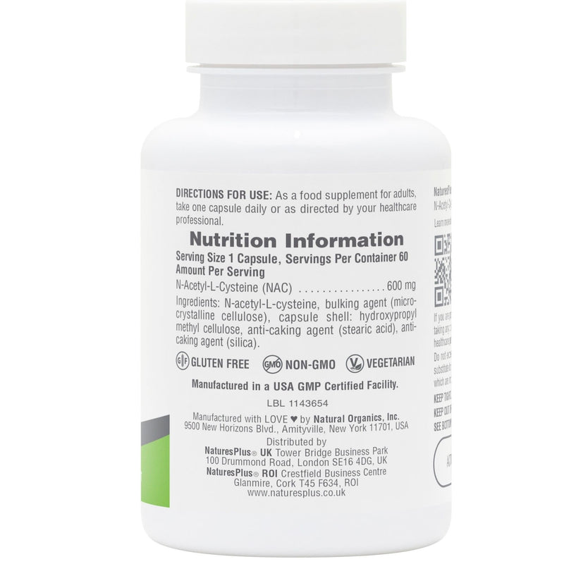 NaturesPlus PRO NAC 600 mg - High Strength N Acetyl Cysteine Supplement, Easy to Swallow, One a Day - Vegetarian, Gluten Free - 60 Capsules 60 count (Pack of 1)
