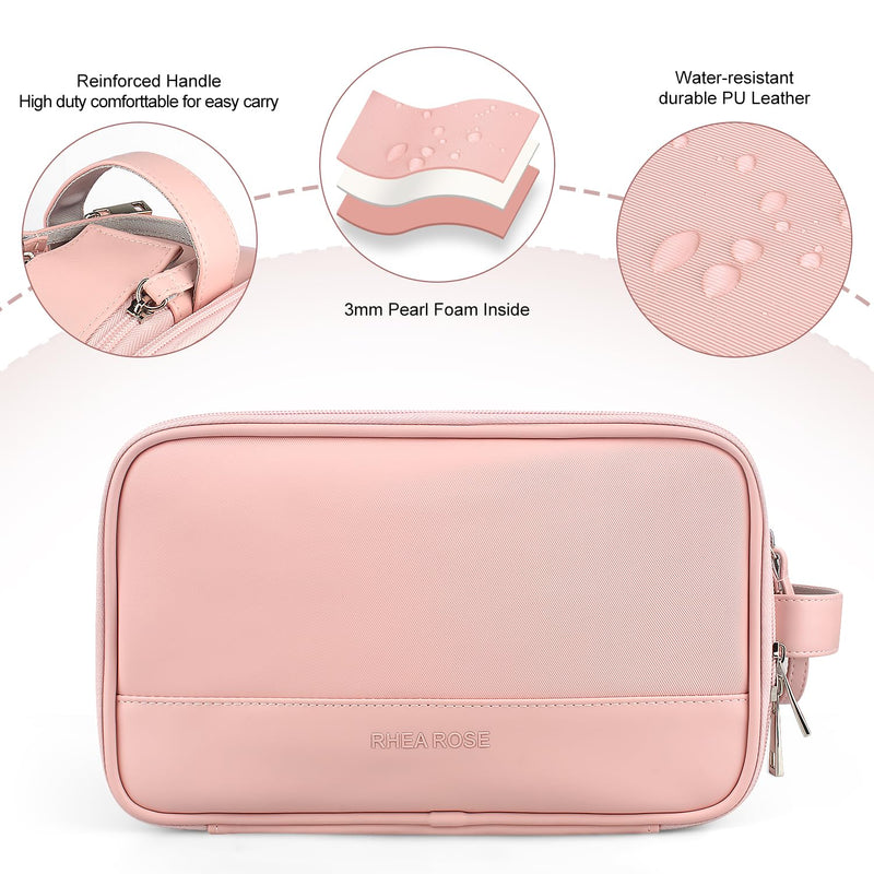 Toiletry Bag for Women, Makeup Travel Bag Organizer, Large Bathroom Cosmetic bag, Traveling Dopp Kit Accessories Shower Bag, Pink