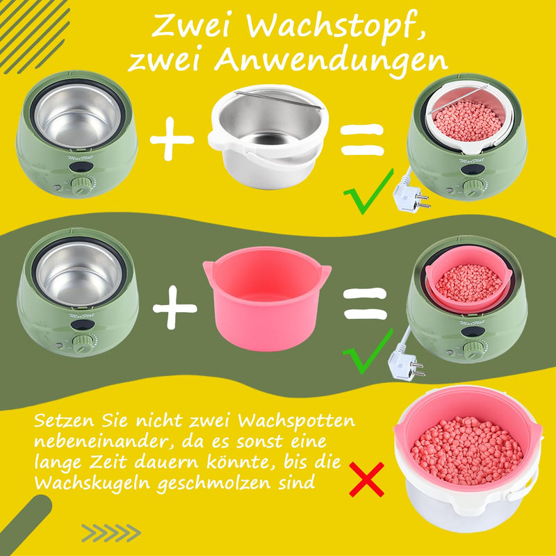 [Australia] - Waxing set, wax hair removal wax machine wax warmer with wax accessories Brazilian wax for the whole body (green) green 