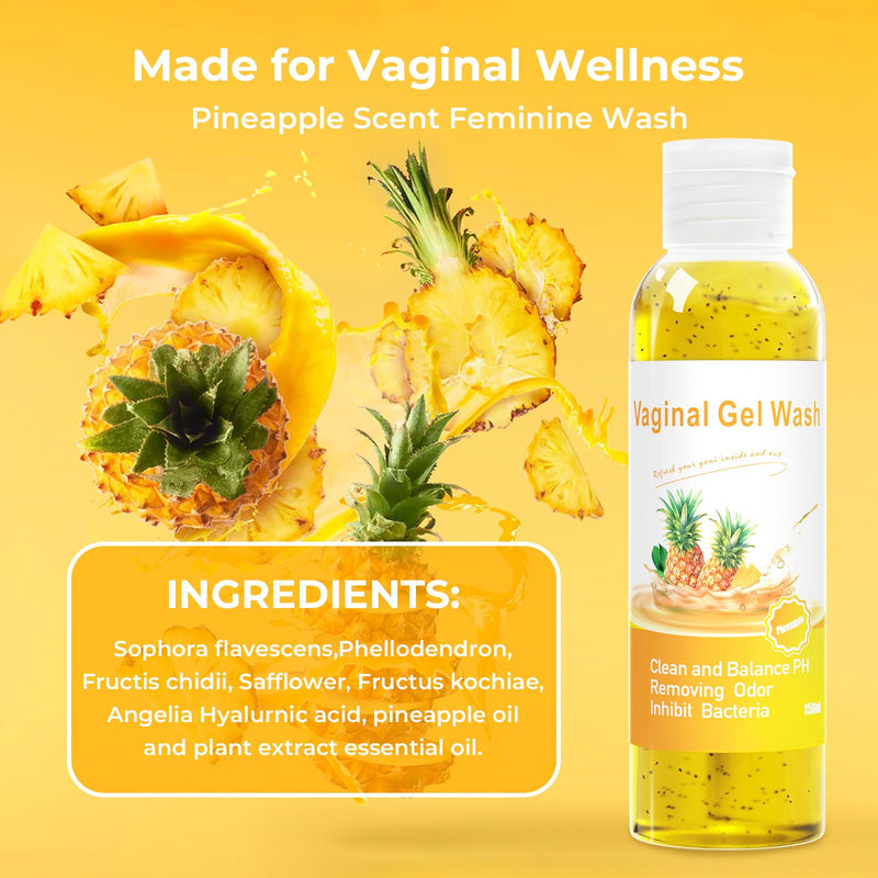 [Australia] - Feminine Wash & Yoni Oil & Yoni Soap Set for Women, Yoni Wash for Vaginal Ph Balance Remove Odor Moisturizing, 1.17 Fl.Oz Feminine Oil & 5.07 Fl.Oz Vaginal Wash 3.53oz Yoni Soap Bar, Pineapple Scent Wash Soap Oil 