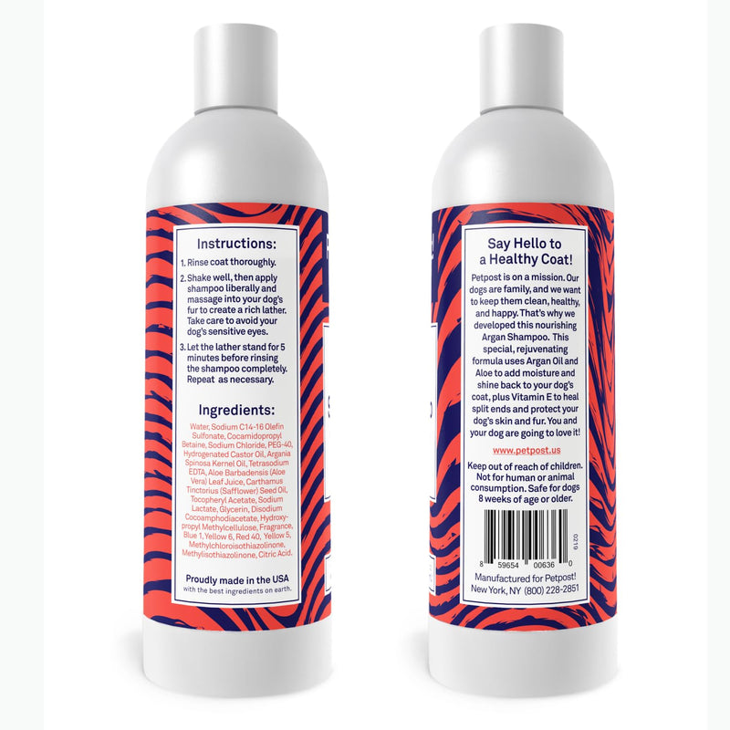 Petpost | Argan Shampoo for Dogs - Naturally Heals, Protects, & Rejuvenates Dog Dry Skin & Coat - Argan Oil and Aloe Formula 16 oz. 16oz. - PawsPlanet Australia