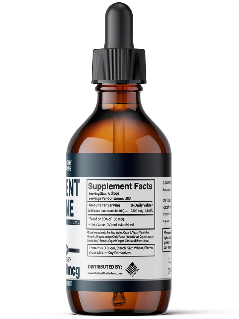 [Australia] - Nascent Iodine Organic | 2800mcg | Potassium Iodide | Iodine Supplement | Iodine Drops | Vegan | Clear Color | Large 2oz 