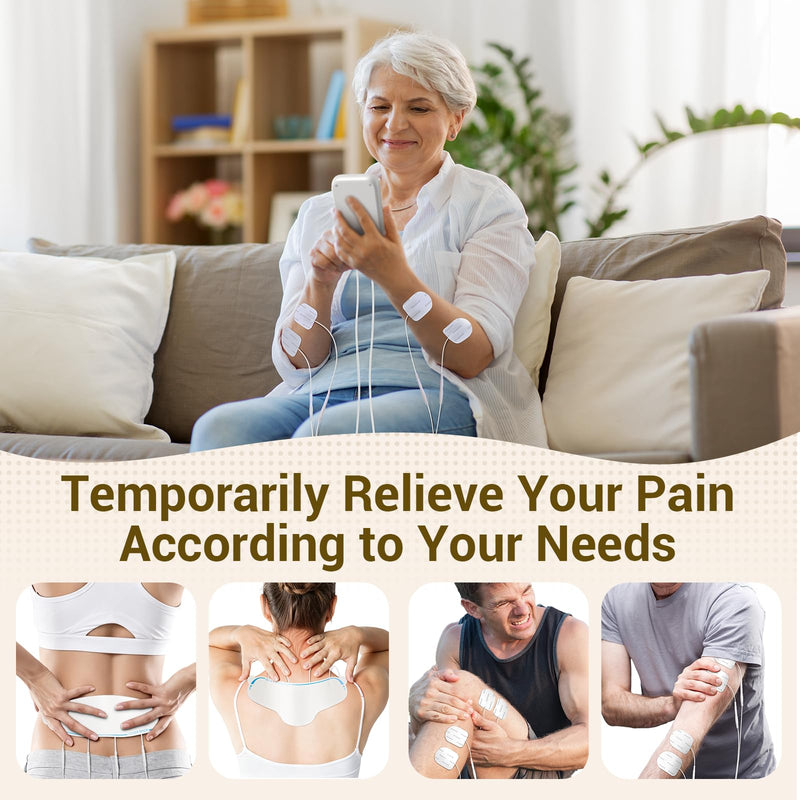 Comfytemp TENS Unit with Specialized Pads for Lower Back & Neck Shoulder Pain Relief, Easy-to-Use TENS Unit Muscle Stimulator with Large Display, Portable Dual Channel TENS Machine with Carrying Case