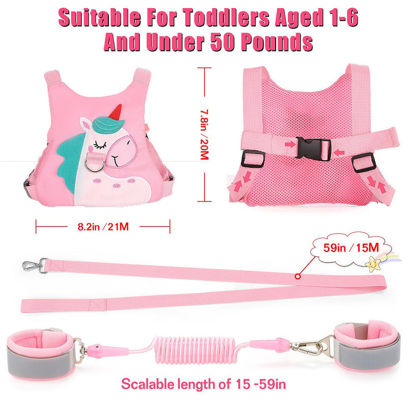 [Australia] - Toddler Leash-Baby Walking Safty Harness and Child Anti Lost Wrist Link for Girls/Boys Travel (Pink) Pink 
