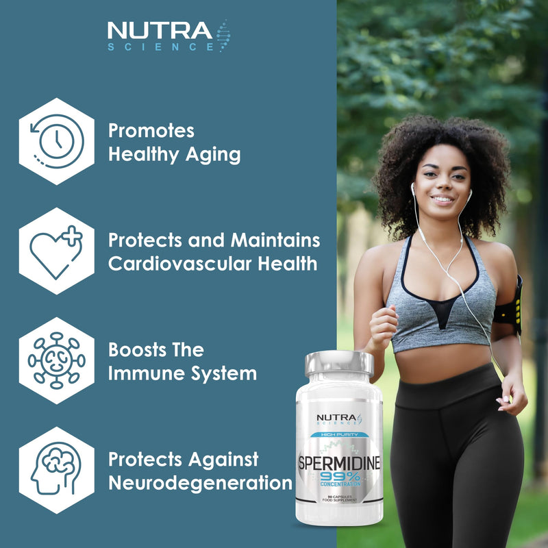 Spermidine 99% Concentration | 100X More Potent Than Wheat Germ Spermidine Supplements | 90 Vegan Spermidine Capsules 10mg Serving Highest Purity in the UK