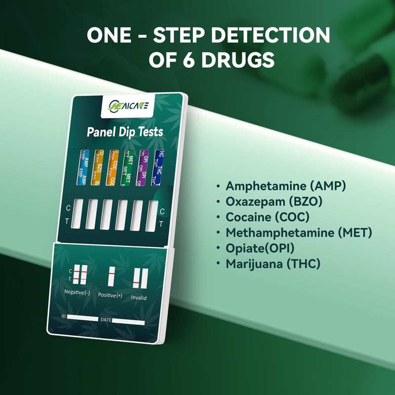 AssureTech Panel Dip Tests, Multi-Drug Urine Test Kit, Detect 6 Drugs in One, AMP, BZO, COC, MET, OPI, THC, Rapid Instant Drugs Test-5 Pack