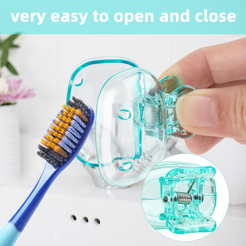 [Australia] - 6 Pack Toothbrush Covers Portable Toothbrush Protector Coverings Clips Travel Protector Plastic Brush Pod Protection Clip Case Tooth Brush Covers for Kids Bathroom Home Travel Supplies Pink, Purple, Yellow, Teal, Clear, Gray 