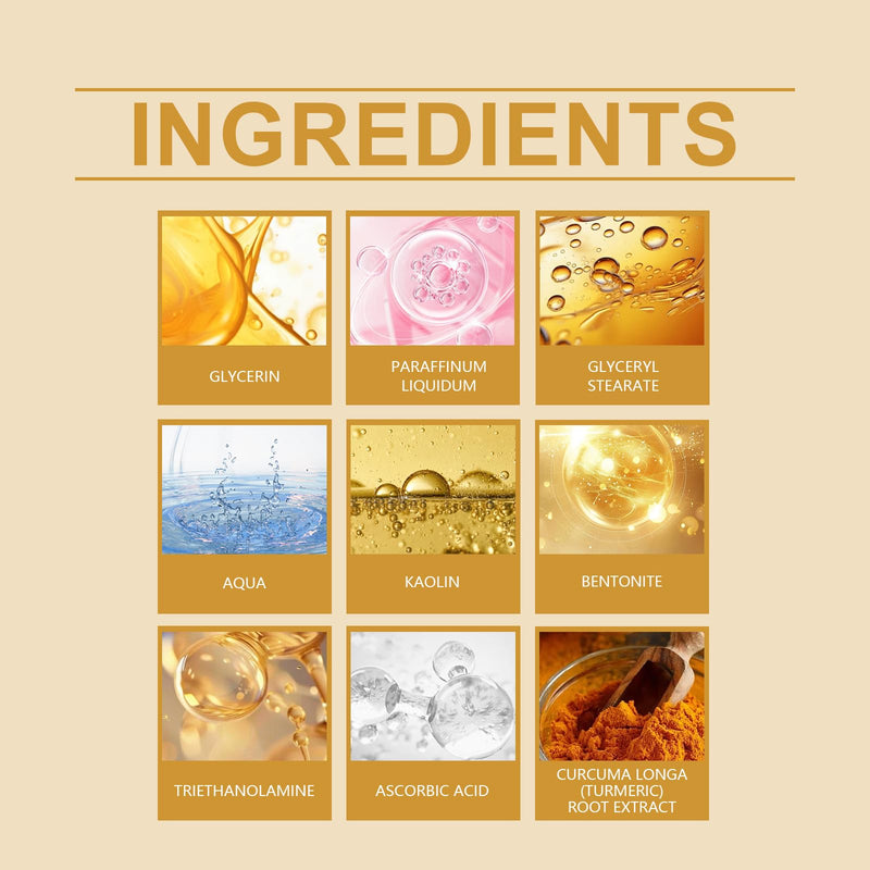 Turmeric Vitamin C Clay Mask, Suitable for Dark Spots and Dull Skin, Deep-Cleaning and Moisturizing Skincare Mask That Can Remove Blackheads and Pores, and Improve Uneven Skin Tone, 4.23 Ounces Turmeric Face Mask