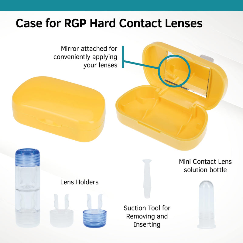 [Australia] - SPORTS WORLD VISION Travel Set Yellow RGP Hard Contact Lenses Mirror RGP Case and Contact Lens Sucker 