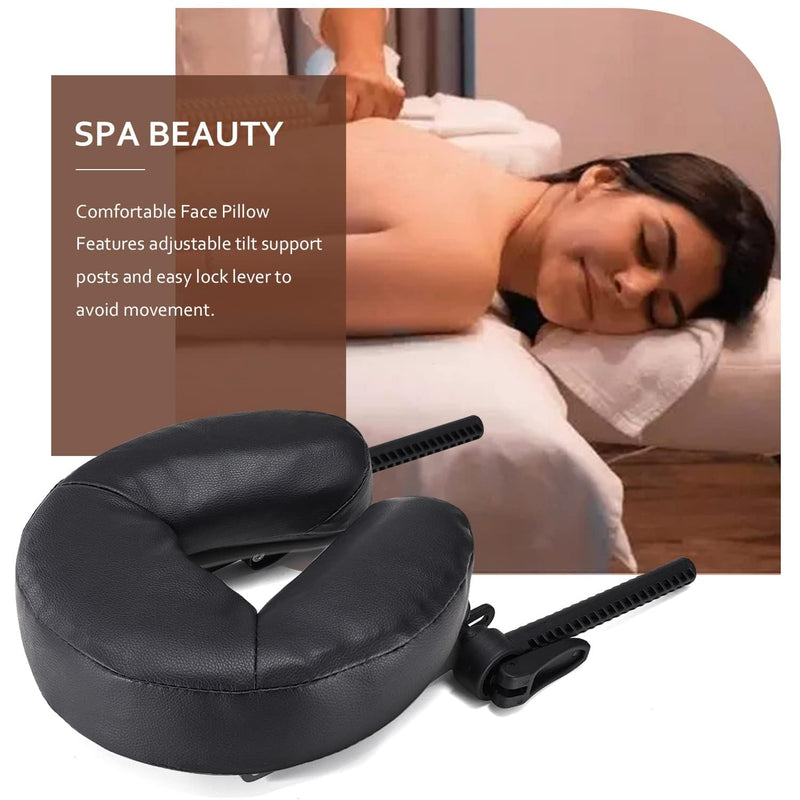 [Australia] - Universal Massage Table Face Cradle & Cushion, Adjustable Massage Chair Spa Bed Headrest & Face Pillow Support, Massage Platform Head Rest Cushion Cradle for Salon Home Mattress Top Massage Kit Face Cradle & Cushion - Black 