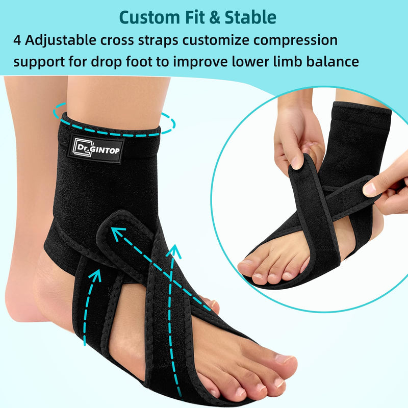 AFO Foot Drop Brace for Walking, Plantar Fasciitis Night Splint, Ankle Foot Orthosis, Drop Foot Brace w/Arch Support Relief Pain for TBI, ALS, MS Stroke, Fracture, Spinal Cord Injury Right Black-Right