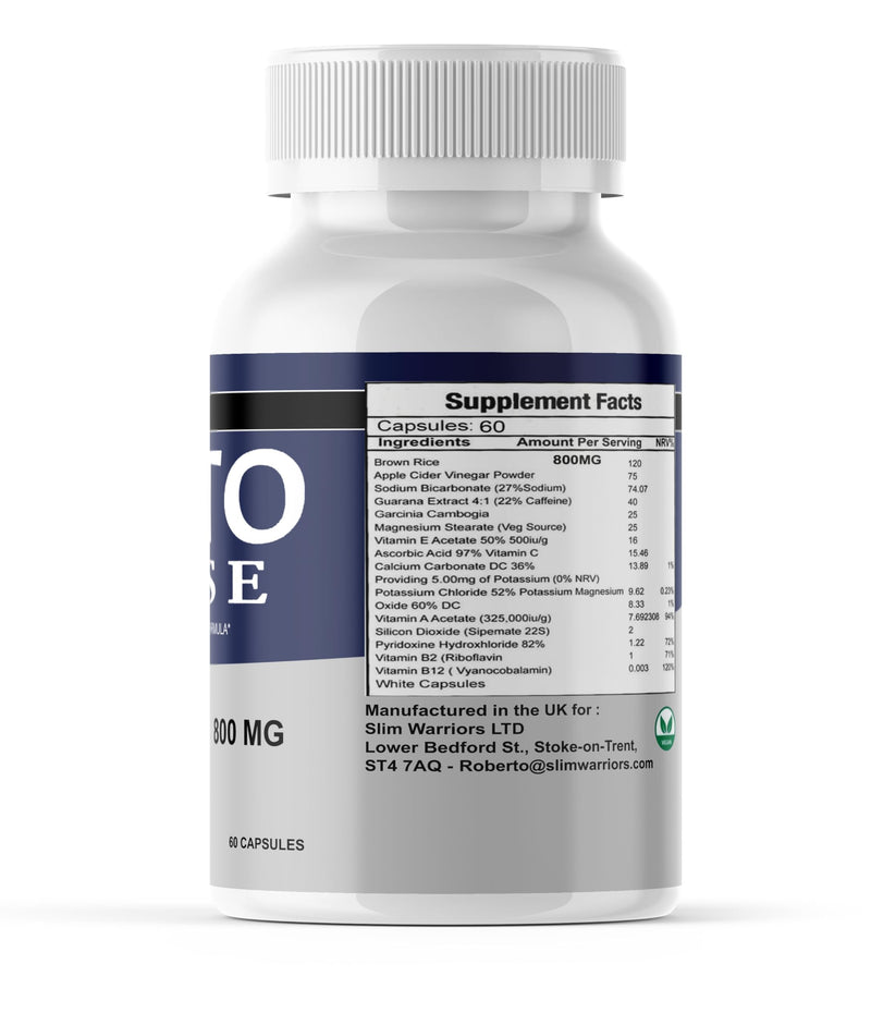 Keto Base Weight Management Capsules – All-Natural Vegan Supplement with Cinnamon Bark, Biotin, Guggul Extract, Weight Management Support, 60 Capsules, Slim Warriors