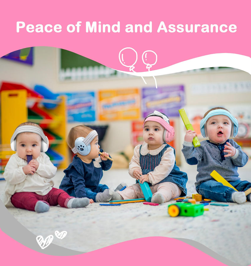 [Australia] - HZ001 Baby Hearing Protection - CE & CPC Certified for Babies up to 36 Months - with Replacement Headband Baby Earmuffs Ear Protection for Airplane, Firework Show - White 