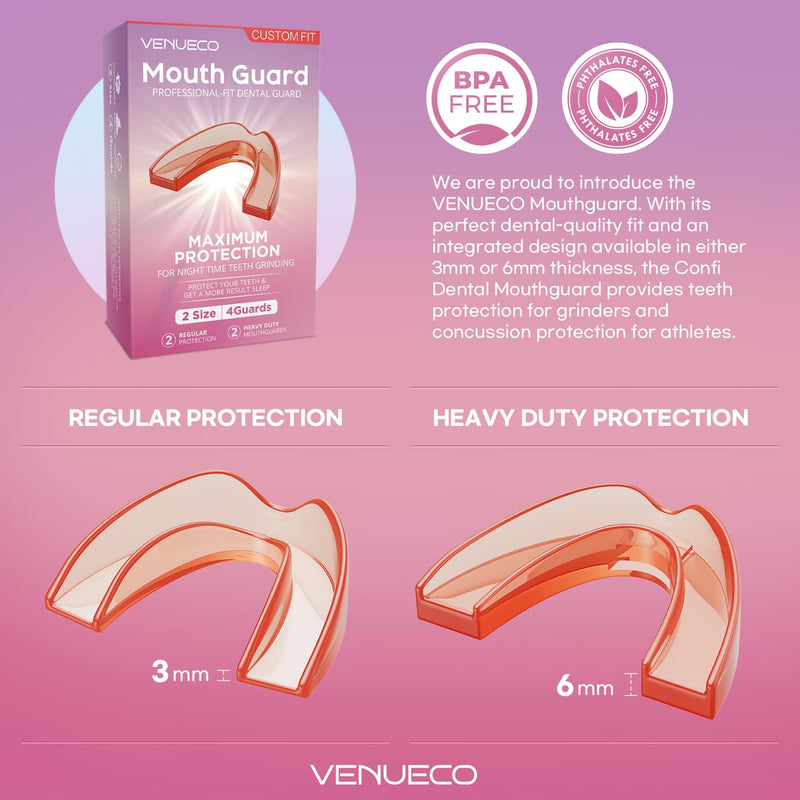 [Australia] - Mouth Guard for Grinding Teeth at Night: Dental Guard for Sleeping at Night-4 Pack/2 Size 